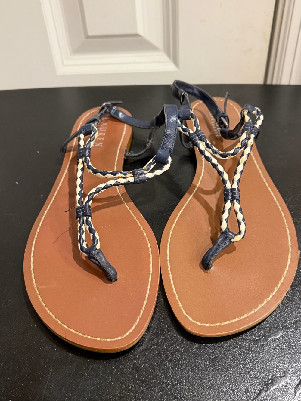 Ralph Lauren Braided Blue and white Sandals size 10 B